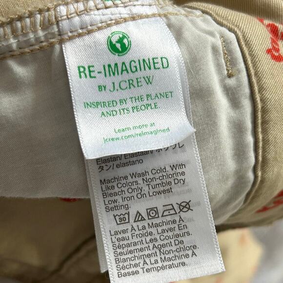 J.Crew Lobster Print Chino Pants High Rise Khaki Red Embroidered 10P - Picture 7 of 8